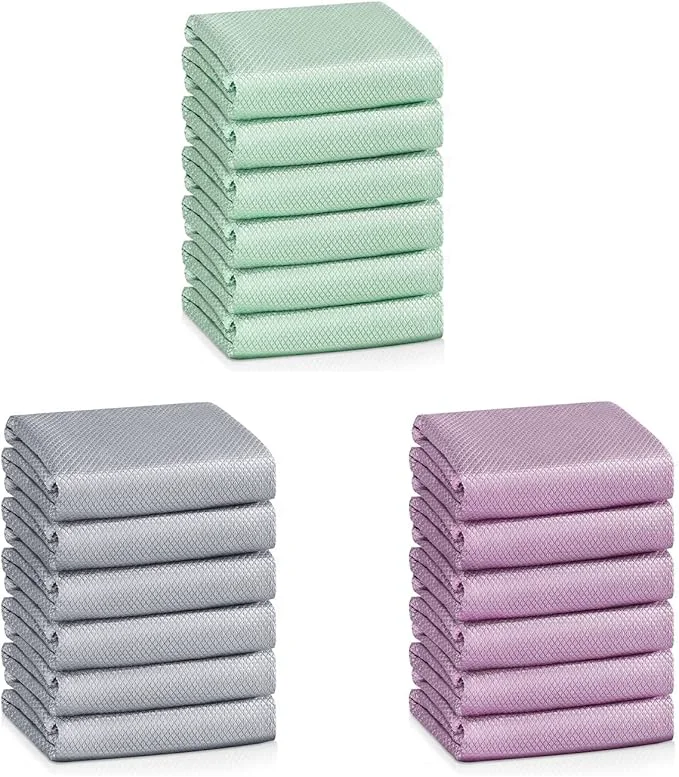 Contemporary Microfiber Glass Cleaning Cloths Streak Windows Mirrors Cars Windshields cleaning towel Glass Polishing cleaning cloth All-purpose Dust Dirt Cleaning Rags Lint Pack of 18（Mix）About ThisOverview Green