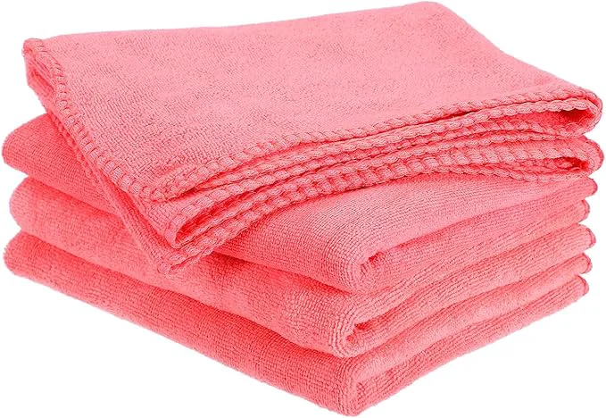 First-Class HARFINGTON 4 Pack Microfiber Cleaning Cloth 24 x 12 Multi-Functional Cleaning Towels Reusable Absorbent Rags for Car Wash Kitchen Household Window Clean Rose RedAbout ThisOverview High-Performance