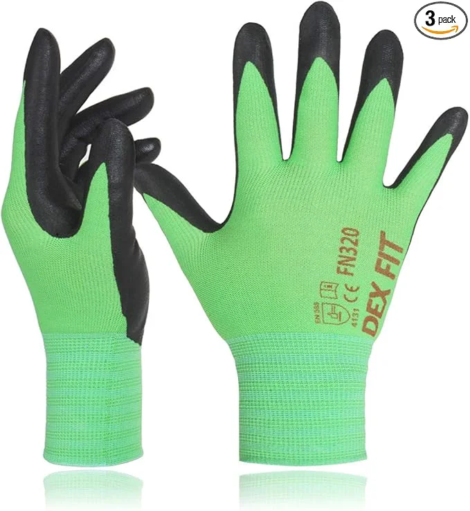 Superior DEX FIT Nylon Work Gloves FN320 3D Comfort Fit Power Grip Lightweight Breathable Touchscreen Gardening Yard Work Warehouse Delivery Driver Gloves Green 11 XXL 3 PairsAbout ThisOverview High-Performance