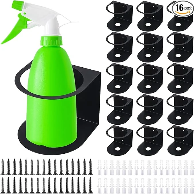 Durable Gerrii 16 Pcs Spray Bottle Holder Wall Mount Bottle Organizer Spray Can Holder Organizer for Garage and Workspace Stainless Steel Easy Install Craft Workspace Paint Rack with Hardware Black About ThisOverview Efficient