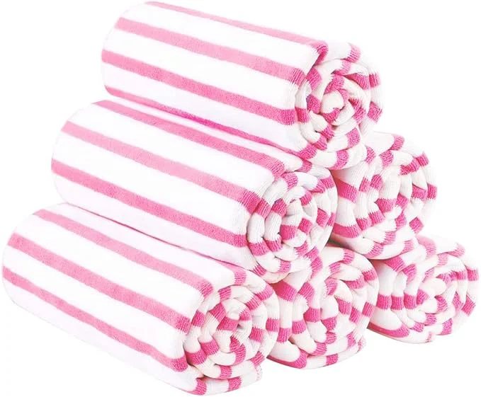 Casual JML Beach Towels Microfiber Bath Towel 6 Pack 30 x 60 Cabana Stripe Absorbent and Quick Dry Bath Towel Set for Adults Travel Summer Holiday Sport Swimming Pool Yoga Camping Stripe PinkAbout ThisOverview High-Grade