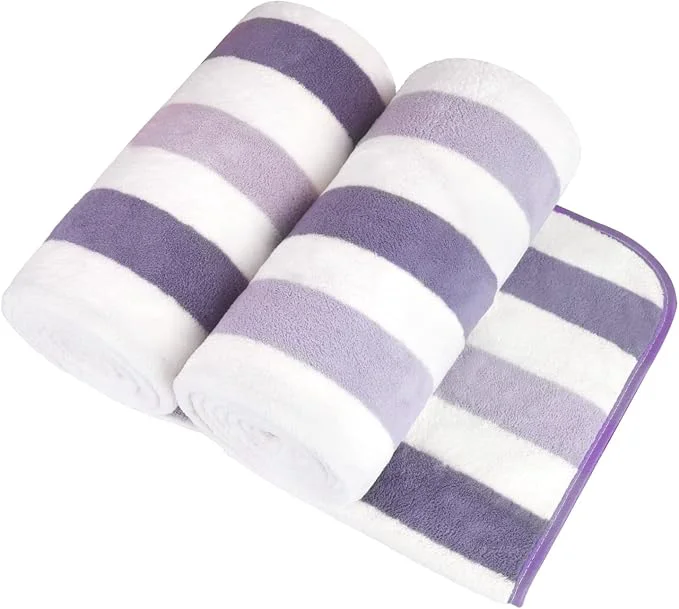 Outstanding JML Microfiber Bath Towels Bath Towel 2 Pack 30 x 60 Oversized Soft Super Absorbent and Fast Drying Multipurpose Bathroom Towel Set for Sport Fitness Yoga Coral Fleece Stripe PurpleAbout ThisOverview Durable