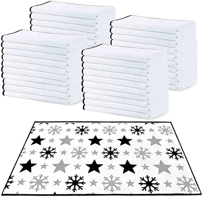 Convenient stonechic 40 Pack Sublimation White Towels Waffle Weave Kitchen Towels with Black Borders Blanks Microfiber Dish Drying Towel for DIY 16x24 InchAbout ThisOverview Safe