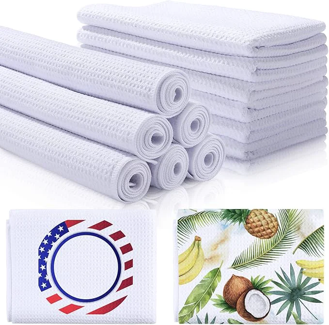 Durable Breling Sublimation Kitchen Towel Blanks 16 x 24Inch Microfiber Waffle Weave Sublimation Tea Towels Fast Drying Absorbent for Home Kitchen Gifts 6 Pieces About ThisOverview Refined