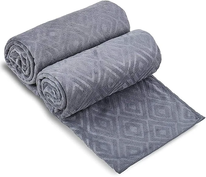 Relaxed JML Large Microfiber Bath Towels Set of 2 30 x 60 Oversized Soft Super Absorbent Fast Drying for Shower Sauna Gym Sports Travel Fitness Yoga - Grey Diamond PatternAbout ThisOverview Optimized