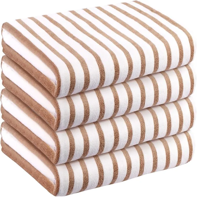 Convenient JML Beach Towels Set of 4 30 x 60 Microfiber Bath Towel for Adult Cabana Stripe Absorbent Quick Dry for Salon Hotel Travel Sport Swimming Yoga Camping CoffeeAbout ThisOverview Sophisticated