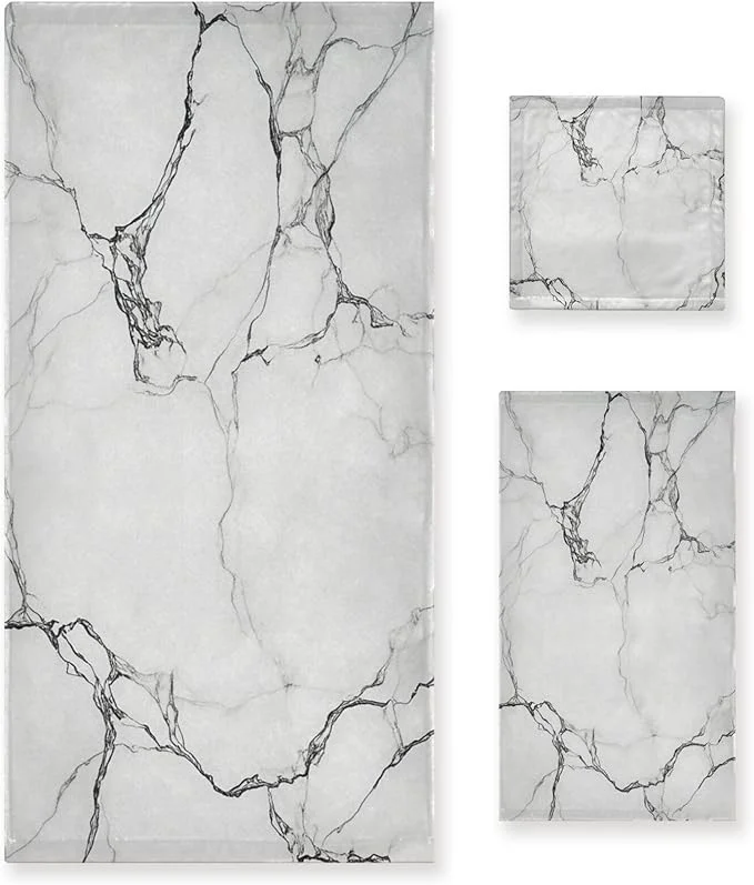 Outstanding Pfrewn Marble White Towels Set of 3 Marbling Texture Art Bathroom Towel Soft Absorbent Bath Hand Towels Washcloth Guest Towel Sets Bathroom DecorationsAbout ThisOverview Relaxed