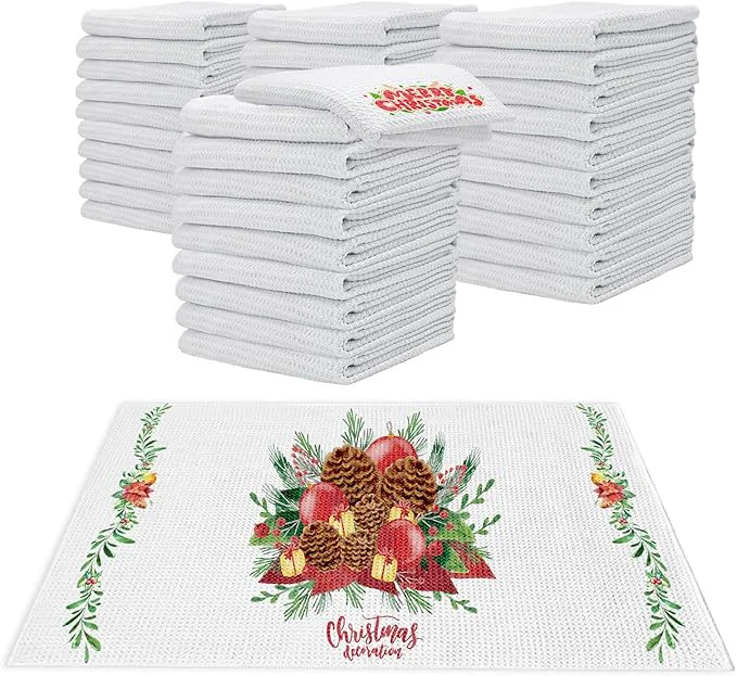 Versatile YOUKE OLA 40 Pack Sublimation White Towels Waffle Weave Kitchen Towels Blanks Microfiber Dish Drying Towel for Heat Transfer 16x24 InchAbout ThisOverview Luxury