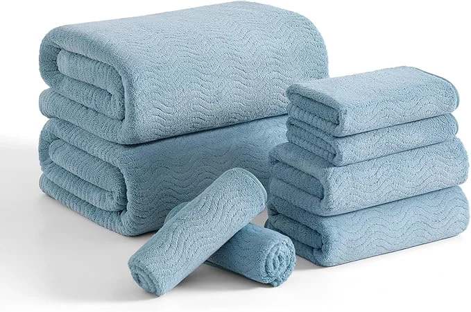 Traditional 8 Piece Bath Towel Set 2 Oversized Large Bath Sheet 2 Hand Towels 4 Washcloths Ultra Soft Bath Towel Set for Bathroom Hotel Gym Spa Highly Absorbent Quick Dry Bathroom Towel Collections TurquoiseAbout ThisOverview Green