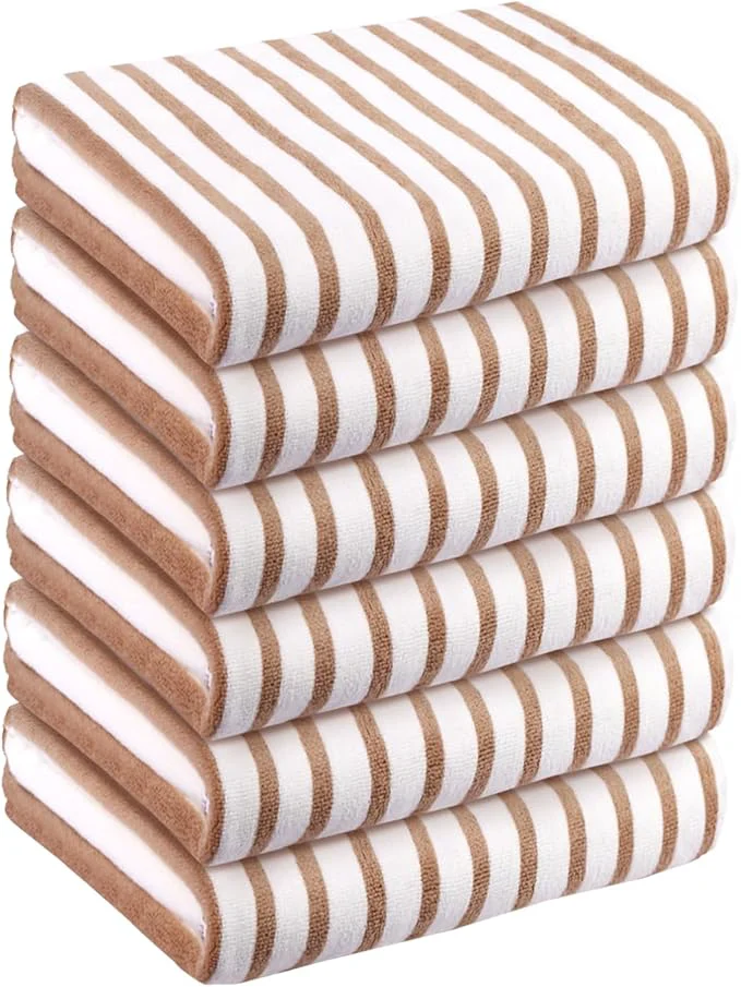 Responsible JML Beach Towels Microfiber Bath Towel Set Absorbent and Quick Dry for Adults Travel Summer Sport Swimming Pool Yoga Camping 6 Pack 30 x 60 Cabana Stripe Coffee and WhiteAbout ThisOverview Expertly Made