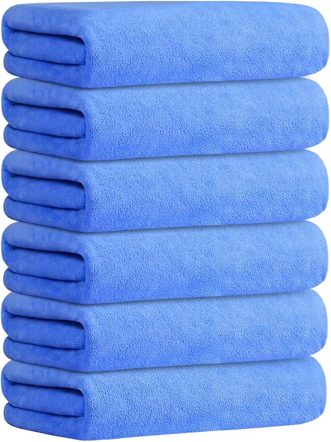 Premium JML Bath Towel Microfiber Bathroom Towels Set 6 Pack 30 x 60 - Extra Large Soft Absorbent Quick Dry Odor Resistant No Shedding Shrink Resistant Use for Hair Wrap Fitness Sport Yoga BlueAbout ThisOverview Versatile