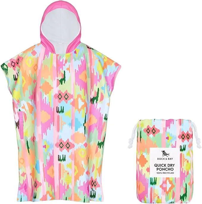 Casual Dock Bay Adult Poncho - Hooded Towel with Deep Pockets Changing Robe - Quick Dry - Compact Lightweight - Includes BagAbout ThisOverview Luxury