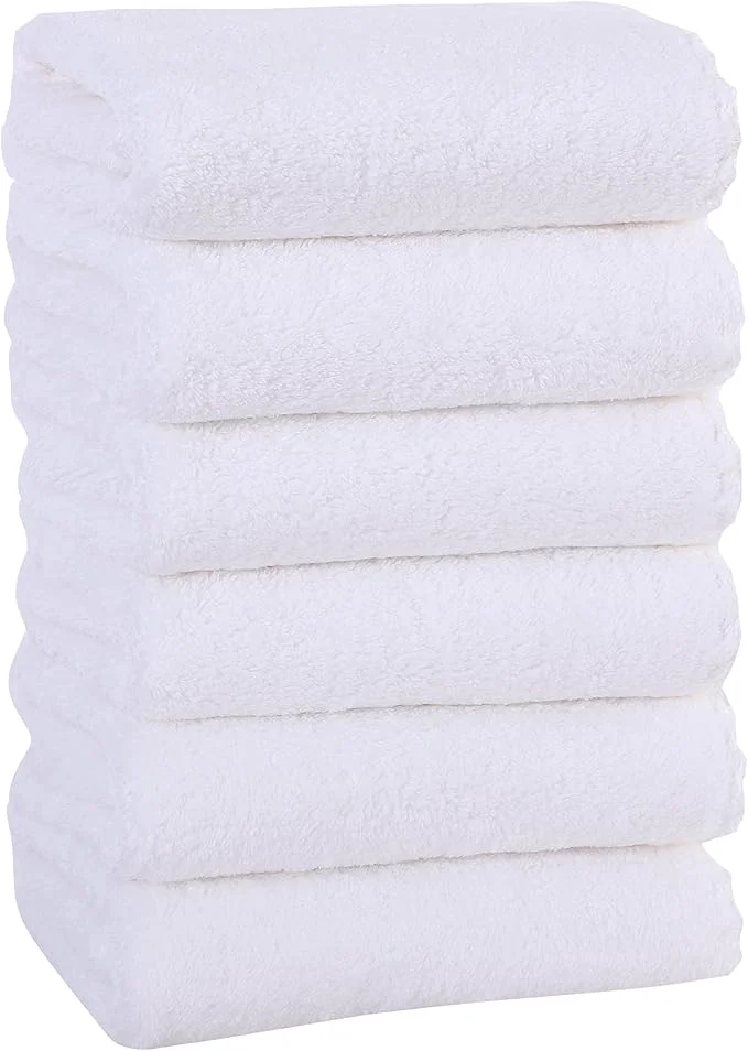 Classic MOONQUEEN 6 Pack Premium Hand Towels - Quick Drying - Microfiber Coral Velvet Highly Absorbent Towels - Multipurpose Use as Hotel Bathroom Shower Spa Hand Towel 16 x 28 inches White About ThisOverview