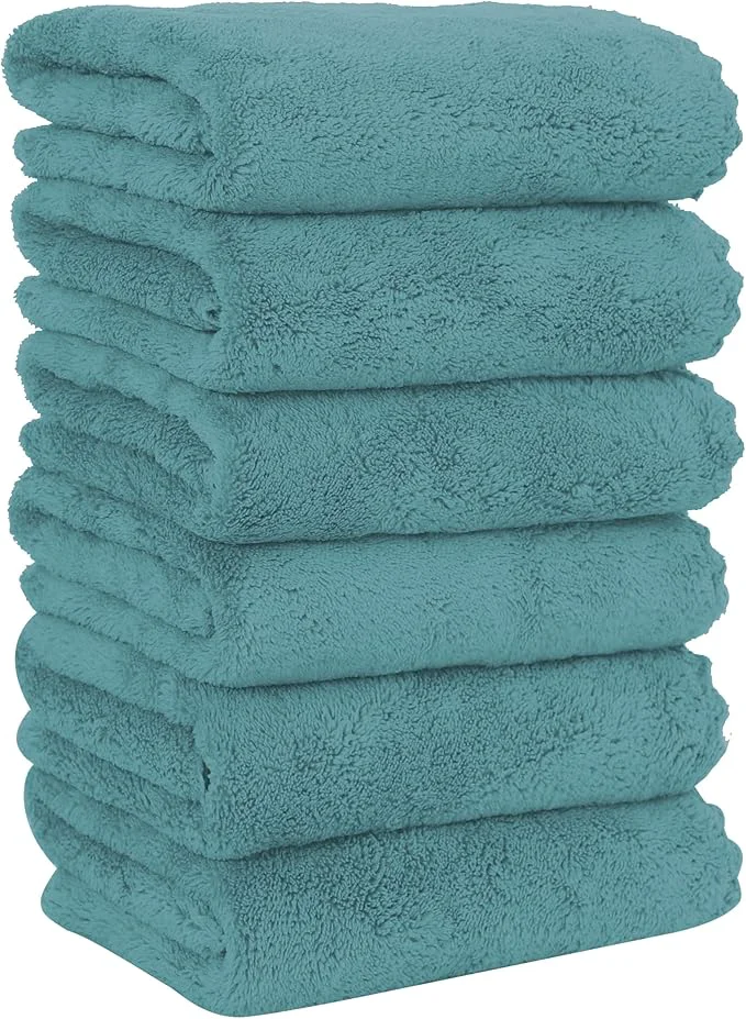 Elite MOONQUEEN 6 Pack Premium Hand Towels - Quick Drying - Microfiber Coral Velvet Highly Absorbent Towels - Multipurpose Use as Hotel Bathroom Shower Spa Hand Towel 16 x 28 inches Teal About ThisOverview Lightweight