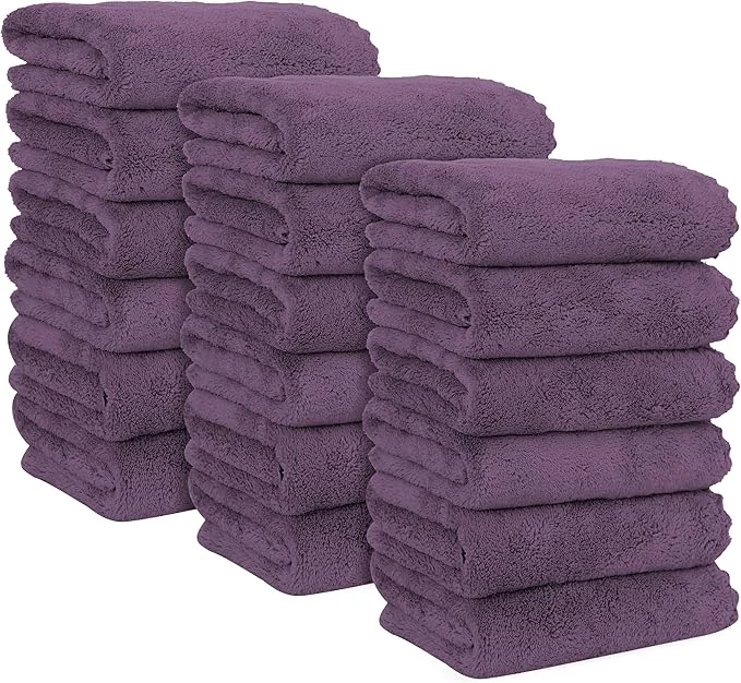 Trendy MOONQUEEN 18 Pack Premium Hand Towels - Quick Drying - Microfiber Coral Velvet Highly Absorbent Towels - Multipurpose Use as Hotel Bathroom Shower Spa Hand Towel 16 x 28 inches Plum About ThisOverview Expertly Made