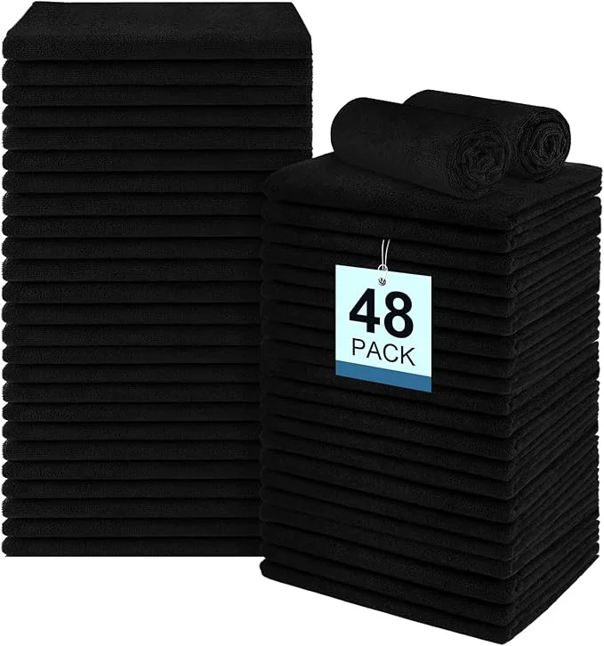 Flexible 48 Pack Salon Towels - Highly Absorbent and Quick Drying Hand Towels Premium Wash Cloths for Bathroom Gym Shower Hotel and Spa - 16x27 inch Black About ThisOverview Proven
