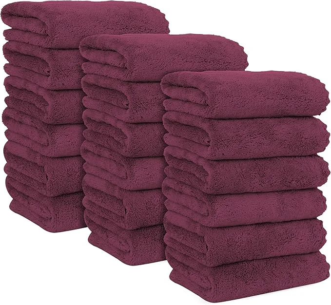 Selected MOONQUEEN 18 Pack Premium Hand Towels - Quick Drying - Microfiber Coral Velvet Highly Absorbent Towels - Multipurpose Use as Hotel Bathroom Shower Spa Hand Towel 16 x 28 inches Burgundy About ThisOverview Smart