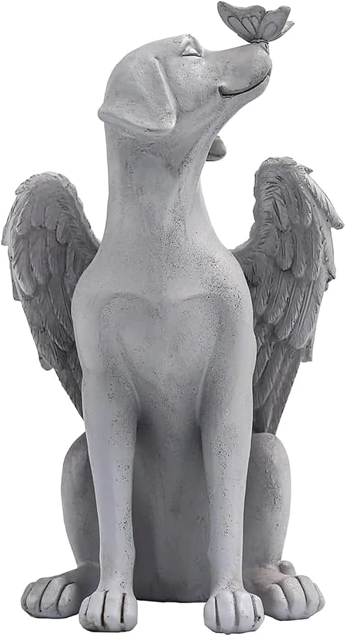 Long-Lasting Angel Figurine Memorial Pet Puppy Dog Butterfly Stone Statue Powerful