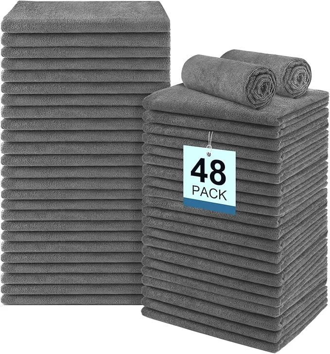 Smart 48 Pack Gym Towels Set - Highly Absorbent and Quick Drying Microfiber Salon Towels Premium Hand Cloths for Bathroom Gym Shower Hotel and Spa - 16x27 inch Grey About ThisOverview Soft