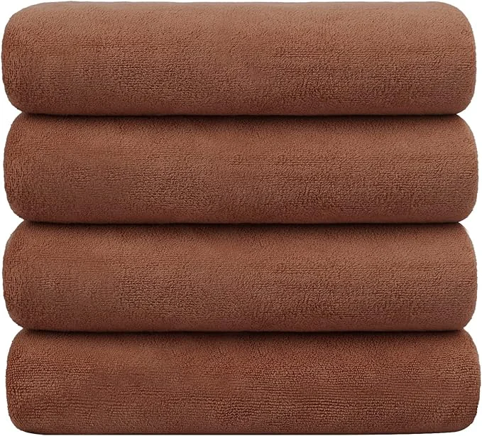 Authentic JML Microfiber Bath Towels Bath Towel 4 Pack 30 x 60 Oversized Soft Super Absorbent and Fast Drying Bathroom Towel Set for Sport Fitness Yoga Brown About ThisOverview Crafted