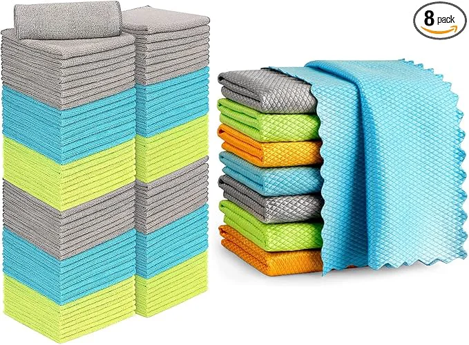 Secure AIDEA Microfiber Glass Cleaning Cloths-8PK 16 x16 Premium Microfiber Glass and Window Cleaner Lint Quickly Clean Windows Glasses Windshields Mirrors Stainless Steel Proven