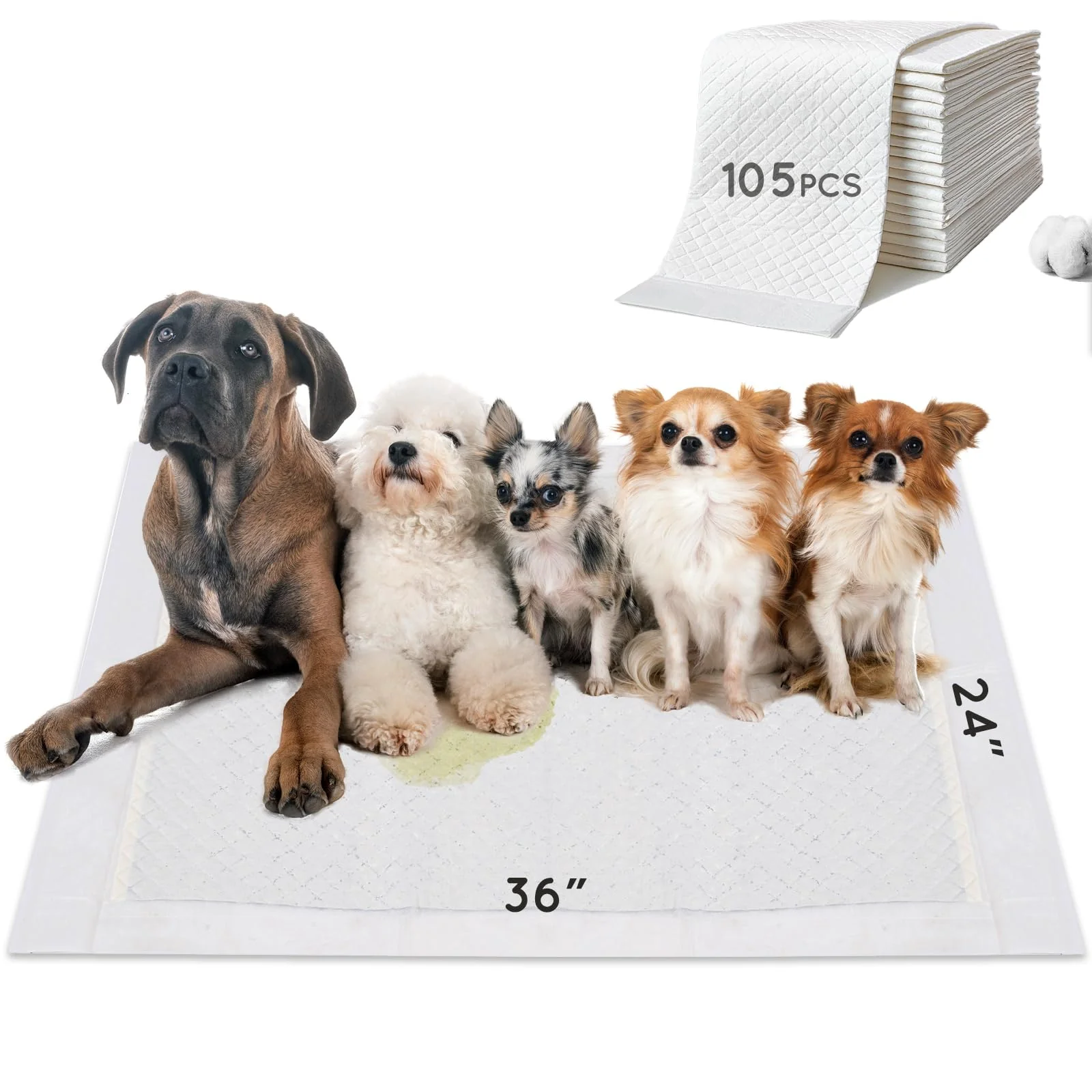 Top-Quality HQ4US 4LEGS Dog Pee Pads 36x24 Large Thick Ultra Absorbent Training Pads with Odor Elimination World-Class