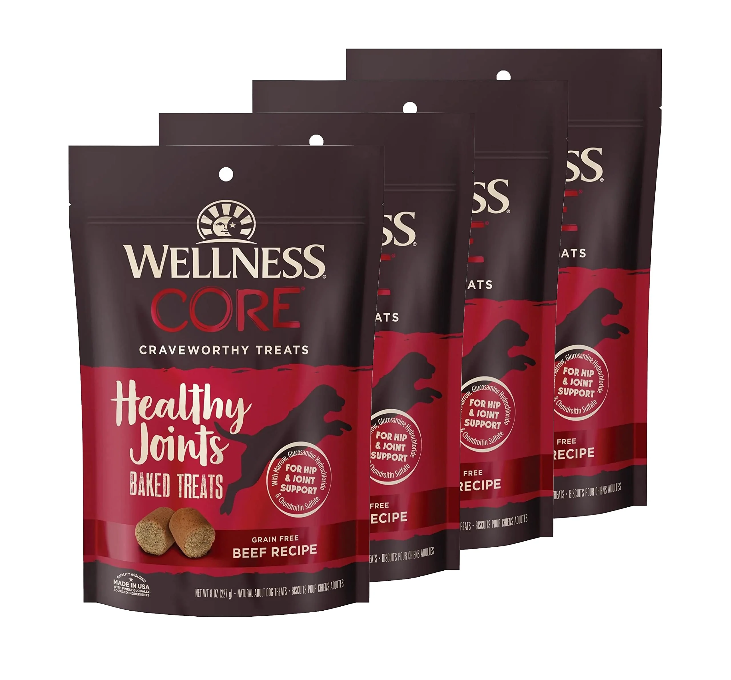 Classic Wellness CORE Healthy Joints Grain Beef Recipe Dog Treats – 4 Pack 8 oz Each Expertly Made