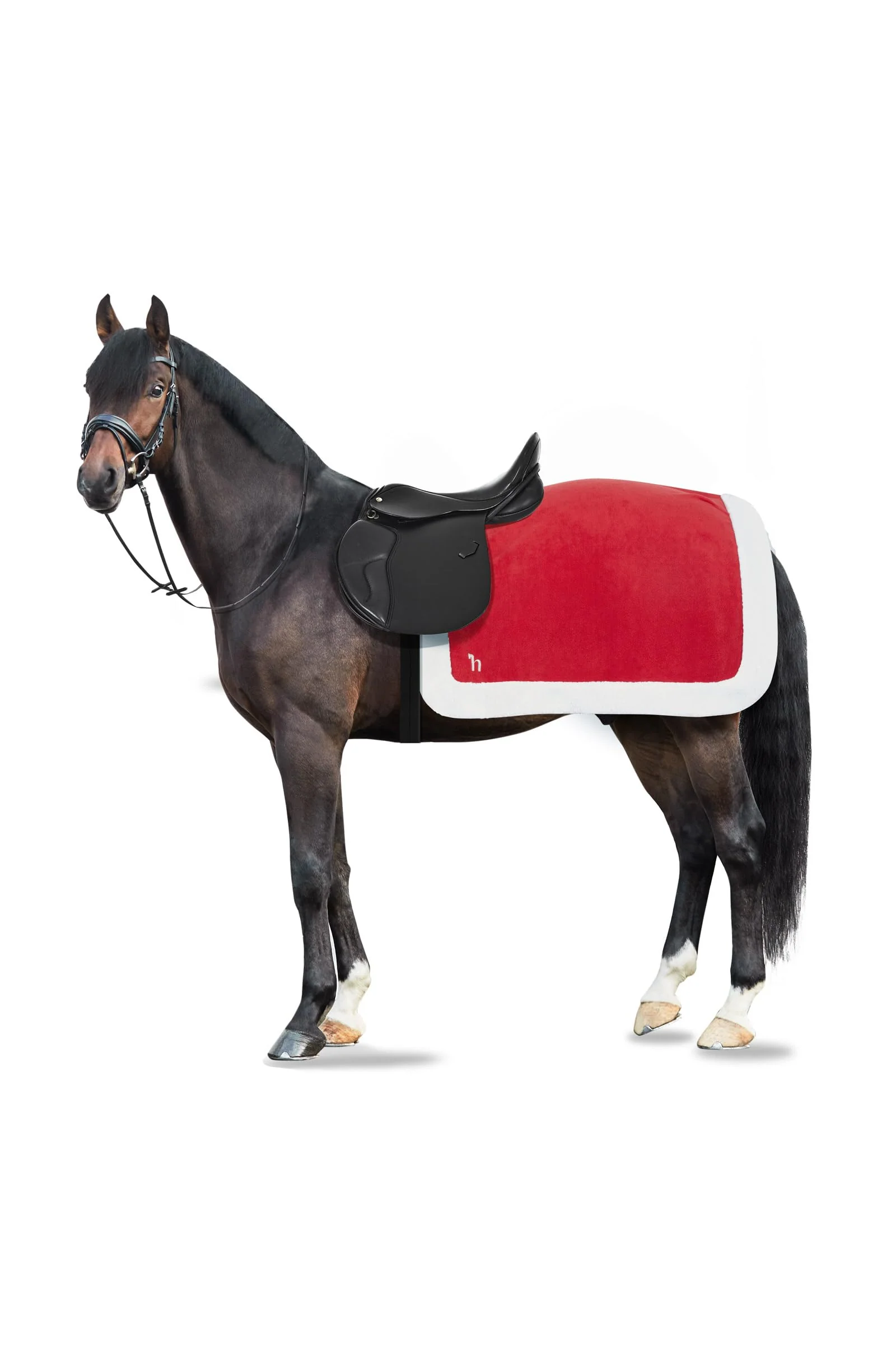 Solid HORZE Santa Christmas Fleece Quarter Sheet - Festive Riding Blanket Fashionable