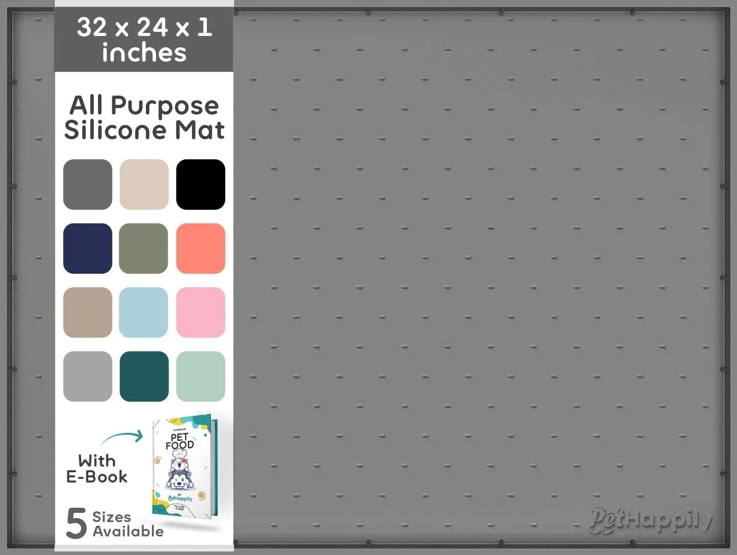 World-Class 32x24x1 XL Dog Food Mat - All Purpose Under Sink Liner Washer and Dryer Covers for The Top Silicone Griddle Mat for Blackstone - Raised Edges Dog Mat for Food and Water Prevent Spill Waterproof Powerful