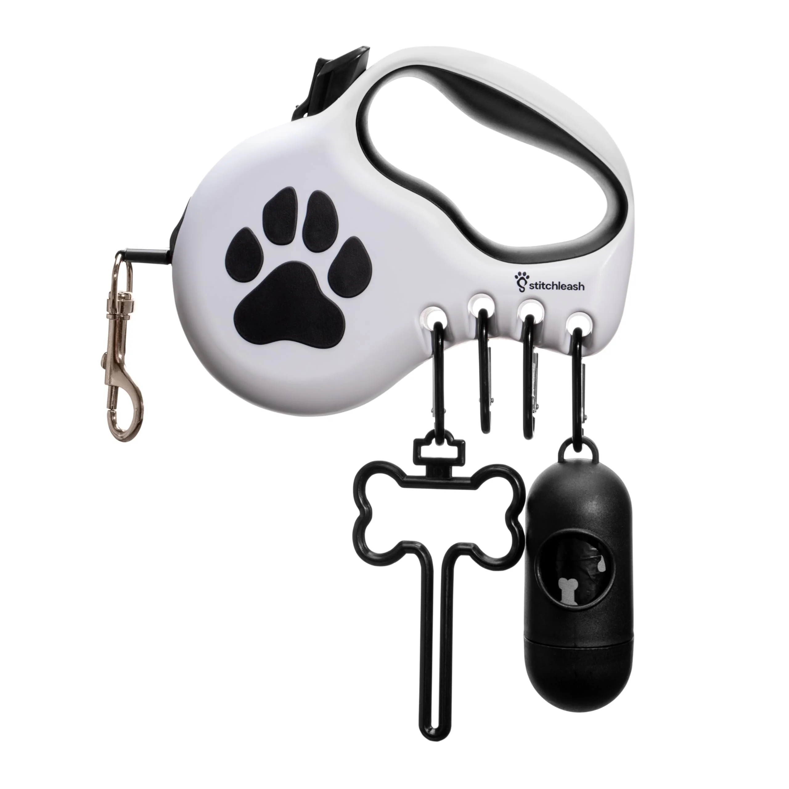 Selected StitchLeash Retractable Leash for Small Medium Dogs Up to 55 lbs – Customizable Reflective Ergonomic Handle White Powerful