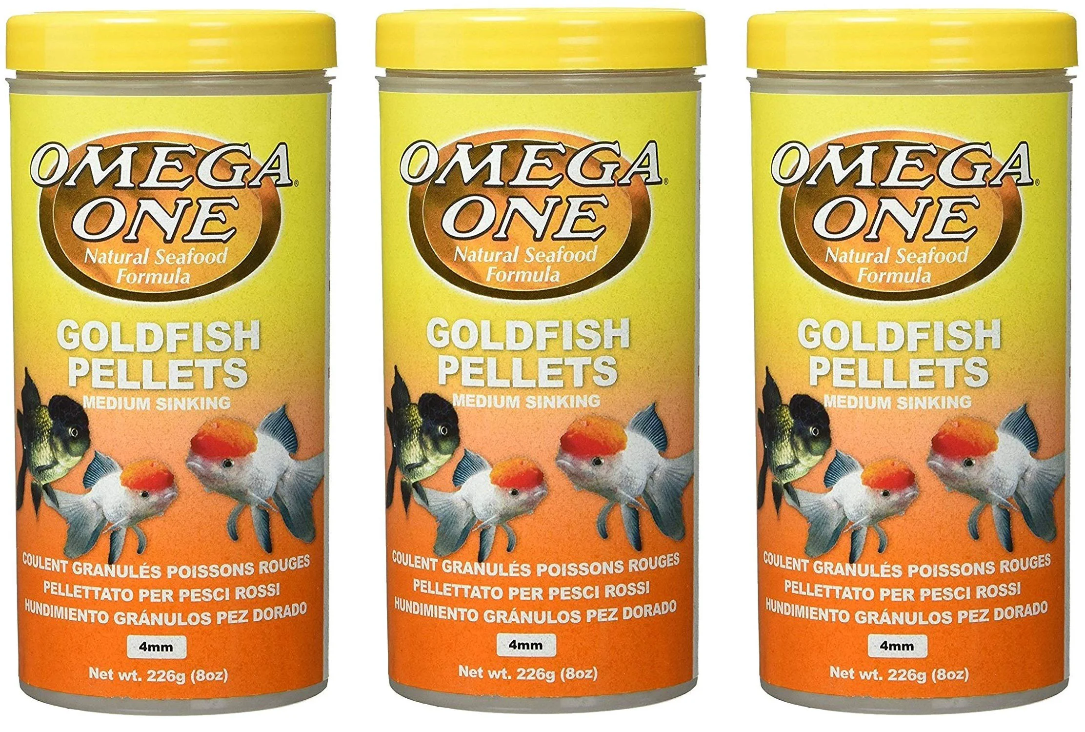Unique Omega One 3-Pack Goldfish Medium Pellets 8 oz each – Complete Diet with Omega-3 6 Fine