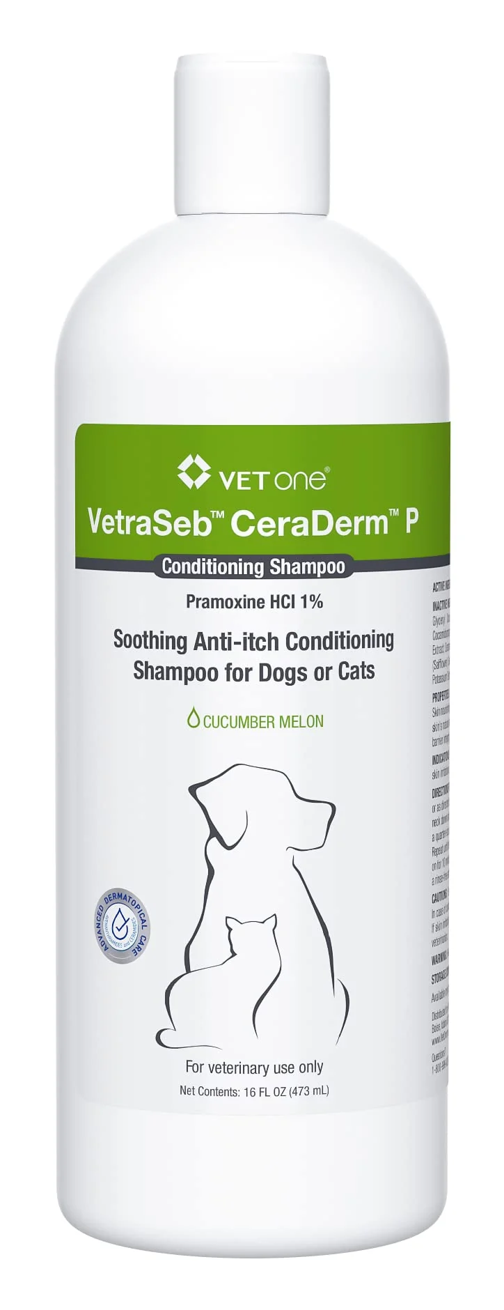 Easy-to-Use Vet One VetraSeb CeraDerm P Conditioning Shampoo 16oz – Gentle Pet Skin Care Clean