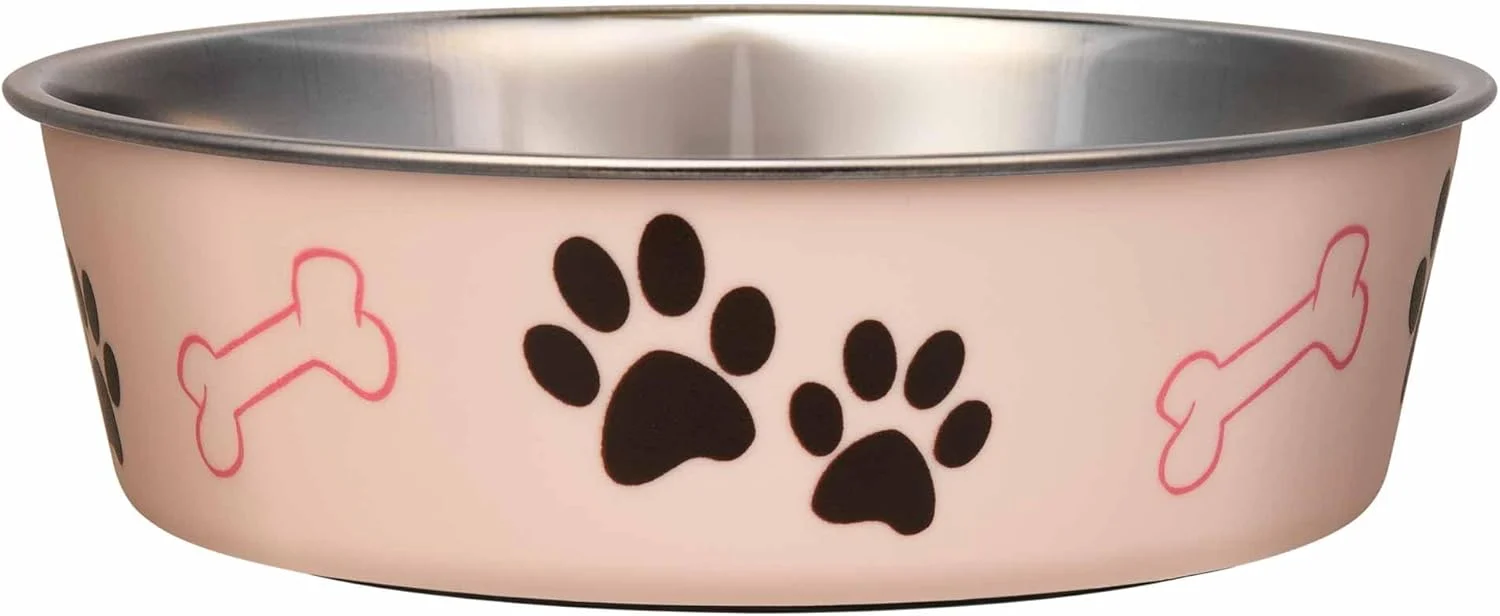 Authentic Loving Pets Bella Dog Bowls- Stainless Steel Dog Cat Bowls - Spill Proof Dog Food Bowl Cat Bowl Puppy Essentials Pet Supplies Great for Home Travel Medium 20-25 lbs Paparazzi Pink Modern