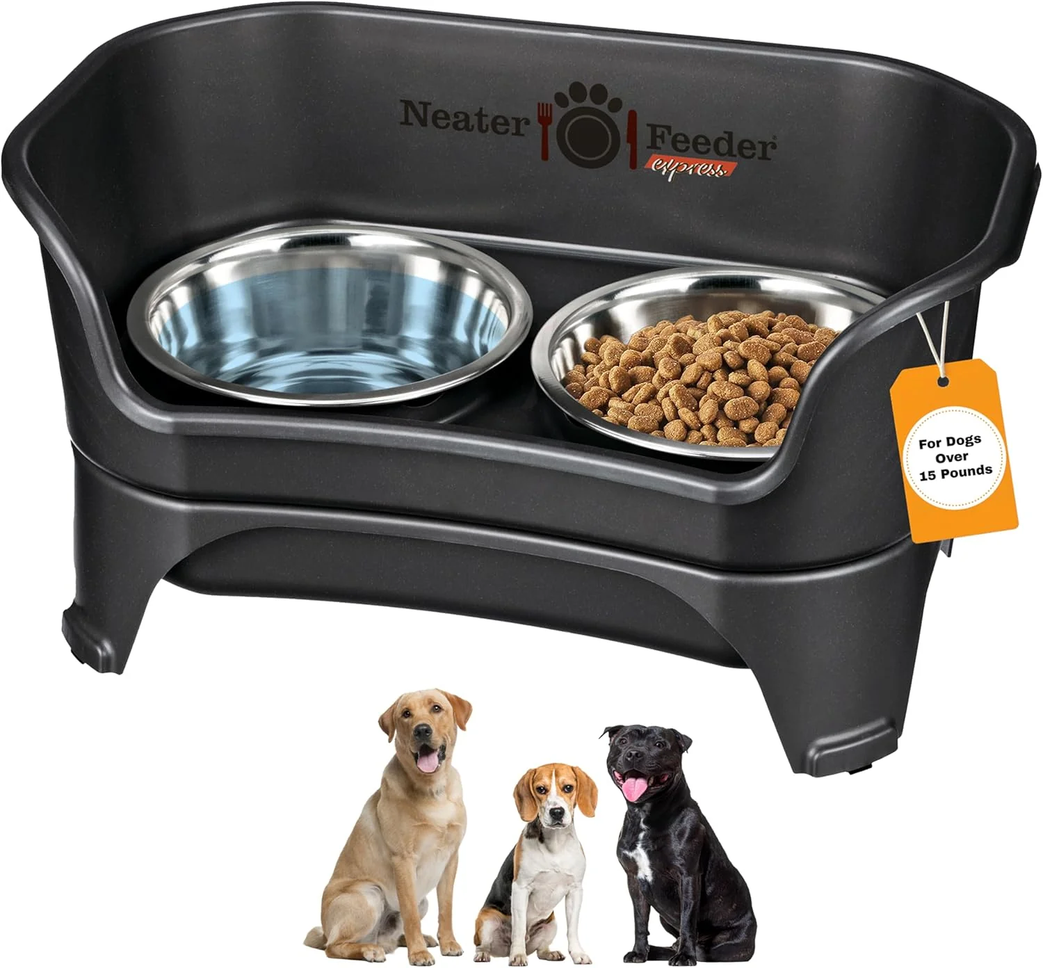Advanced Neater Feeder Express Mess Proof Dog Bowls d for Medium to Large Sized Breed No Spill Raised Dog Food Bowl Stand Stainless Steel Food and Water Bowl Set Pet Dish Feeding Station Black High-Grade