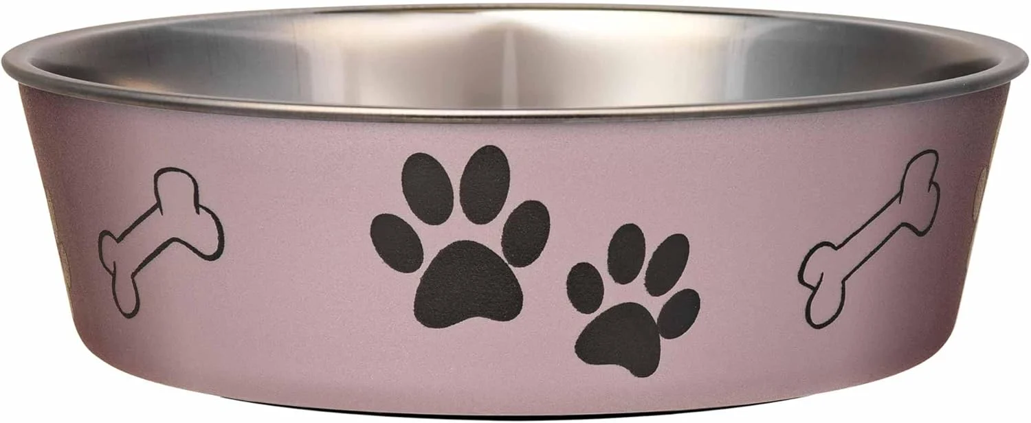 User-Friendly Loving Pets Bella Dog Bowls- Stainless Steel Dog Cat Bowls - Spill Proof Dog Food Bowl Cat Bowl Puppy Essentials Pet Supplies Great for Home Travel Large 35-65 lbs Grape Top-Quality