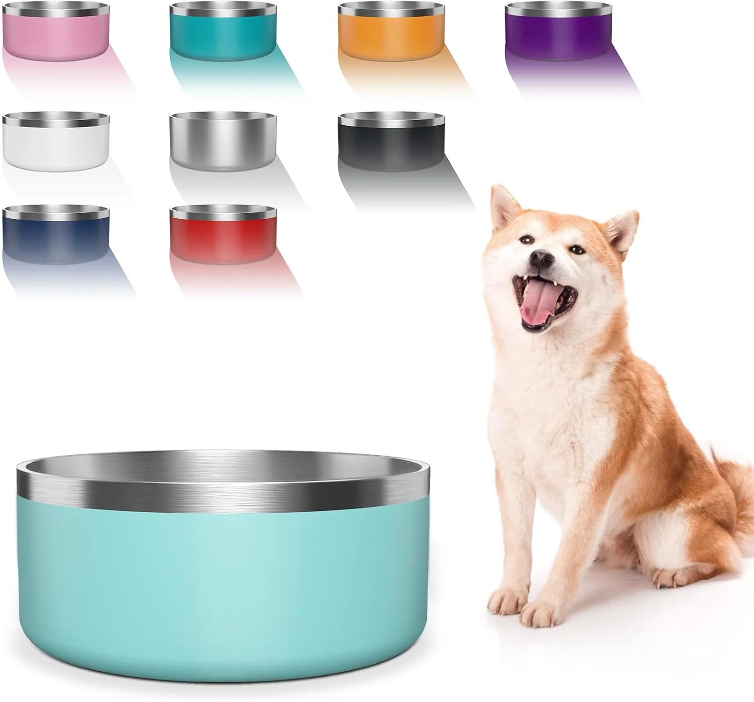 Unique Dog Bowl Stainless Steel Dog Food and Water Bowl with Non Slip Quiet Bottom Easy to Clean Dishwasher Safe 40oz Mint Green