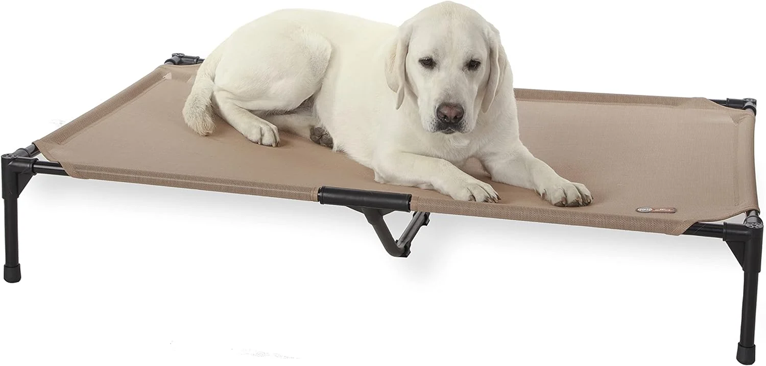 Unique K H Pet Products Outdoor d Dog Cot Cooling Raised Bed with Waterproof Breathable Mesh for Large Dogs Portable Pet Bed with Heavy-Duty Metal Frame Oversized Hammock Style - Extra-Large Tan Official