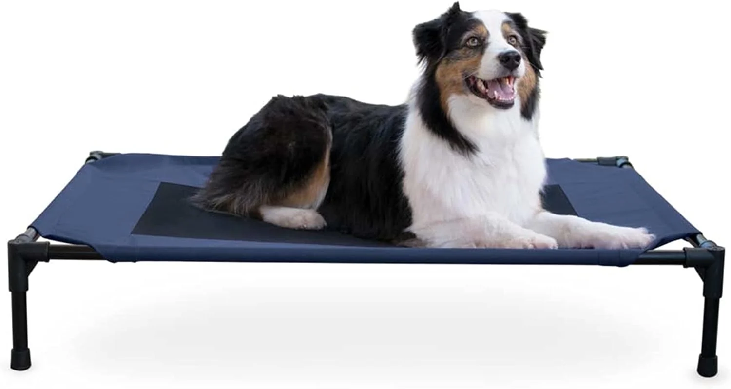 Relaxed K H Pet Products Outdoor d Dog Cot Breathable Cooling d Cot Hammock Pet Bed for Large Dogs Washable Mesh Cover Raised Metal Frame Collapsible Portable - Large 42 X 30in Blue Prestigious