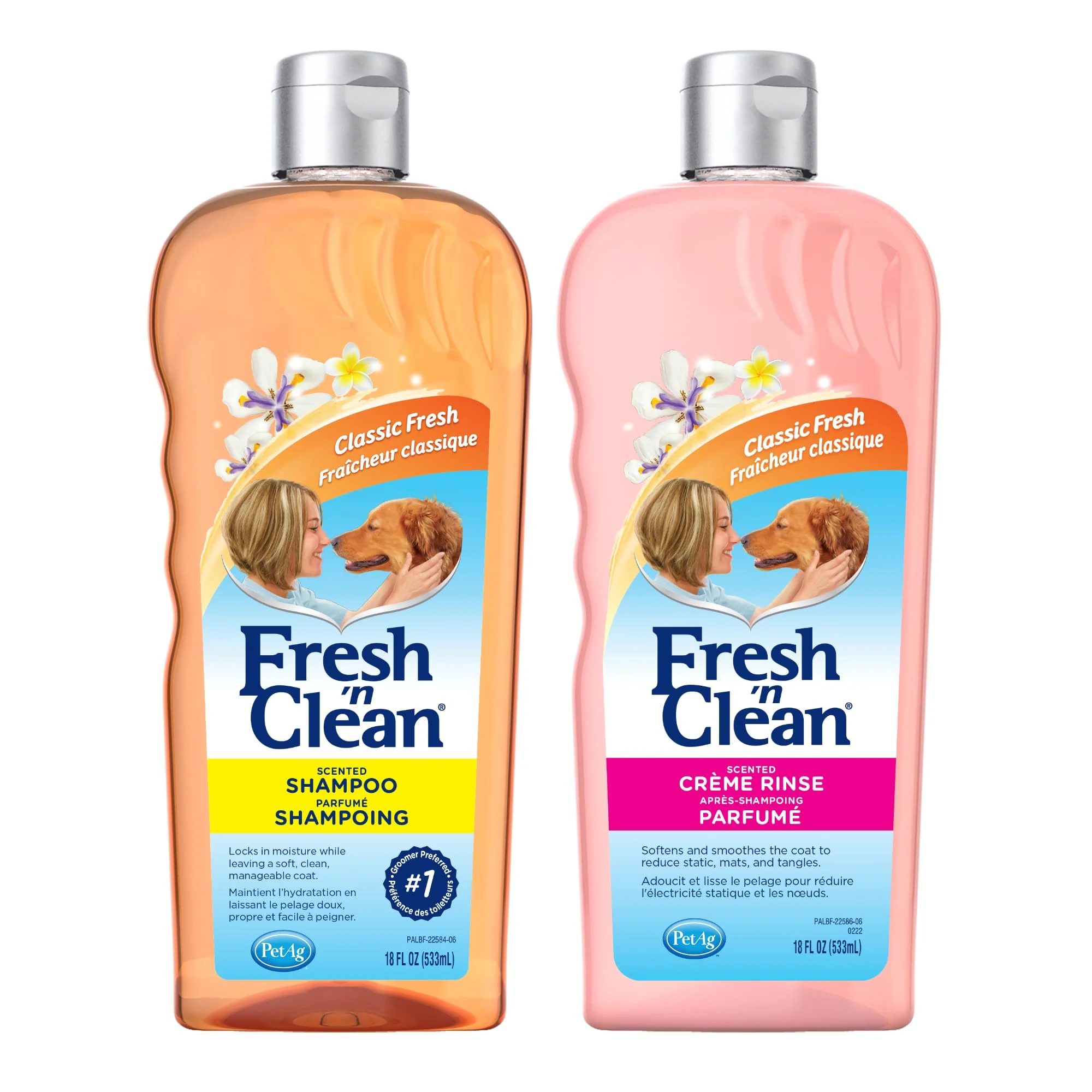 Proven PetAg Fresh n Clean Shampoo Creme Rinse Bundle – Classic Fresh Scent 18 oz Each Next-Generation