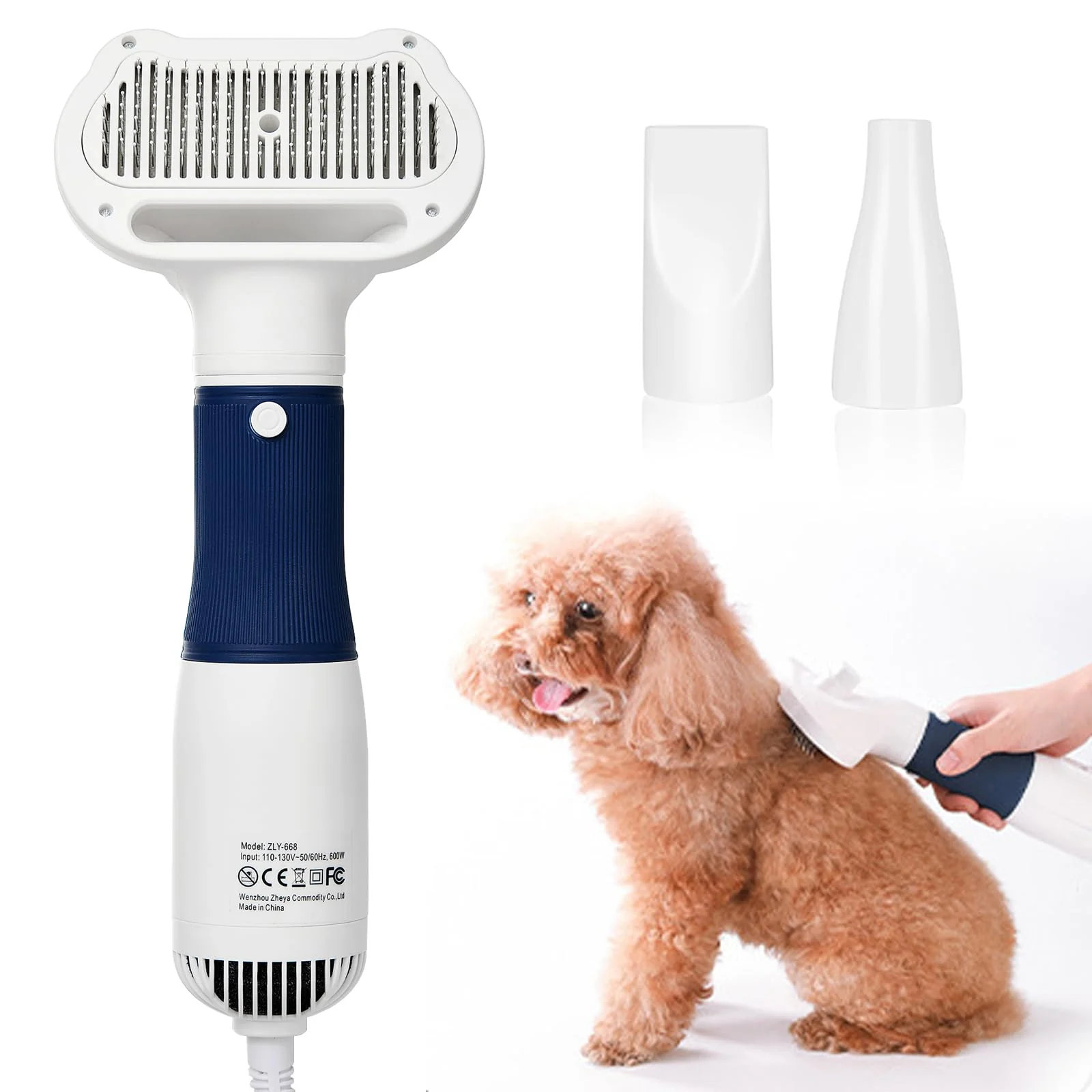 Eco-Friendly POPET 3-in-1 Pet Hair Dryer Slicker Brush for Dogs Cats – Portable Adjustable Temp Excellent