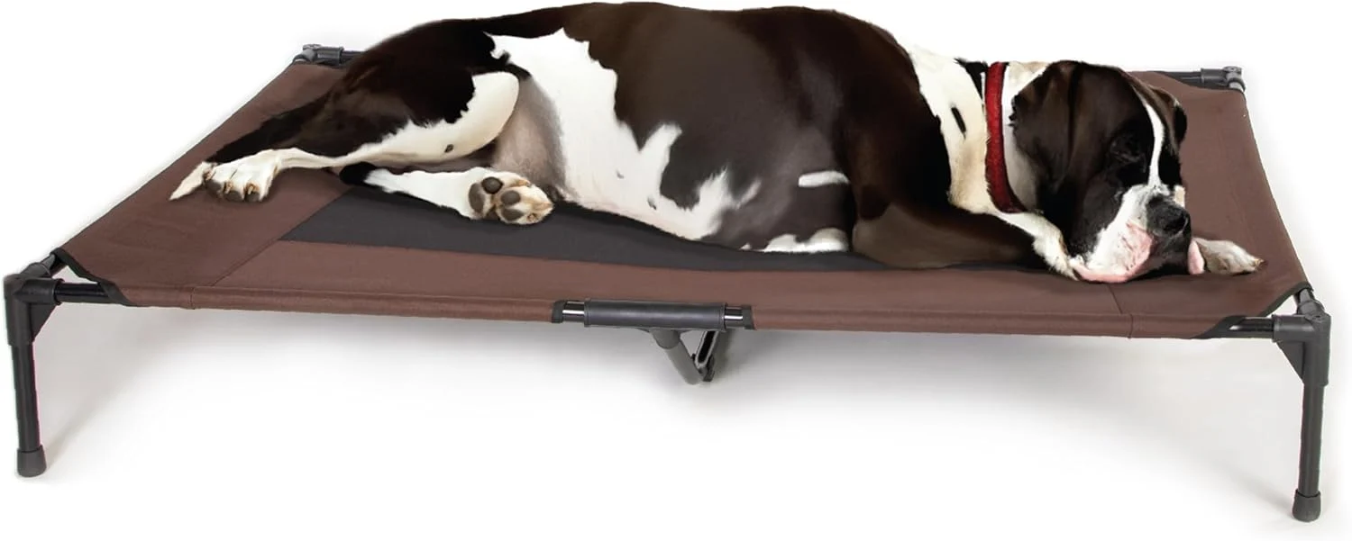 Advanced K H Pet Products Outdoor d Dog Cot Breathable Cooling d Cot Hammock Pet Bed for XL Dogs Washable Mesh Cover Raised Metal Frame Collapsible Portable - Jumbo 56 X 38in Chocolate Effective