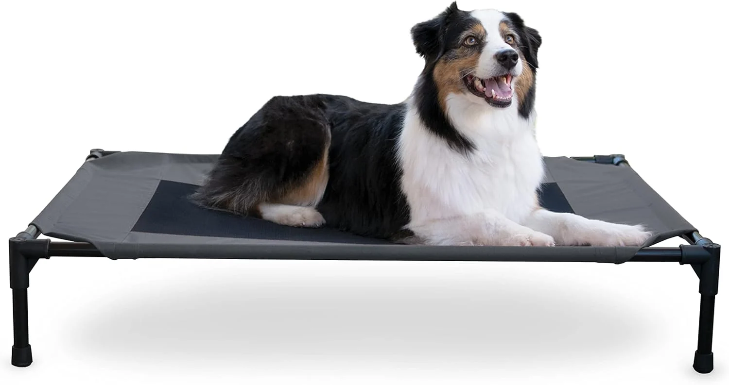 Refined K H Pet Products Outdoor d Dog Cot Breathable Cooling d Cot Hammock Pet Bed for Large Dogs Washable Mesh Cover Raised Metal Frame Collapsible Portable - Large 42 X 30in Charcoal Premium Material