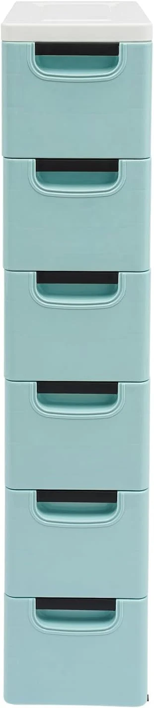 Trusted 6 Drawers Plastic Storage Cabinet Mobile Slim Utility Cart on Wheels for Narrow Space Office Classroom Bedroom Bathroom Blue About ThisOverview Prestigious
