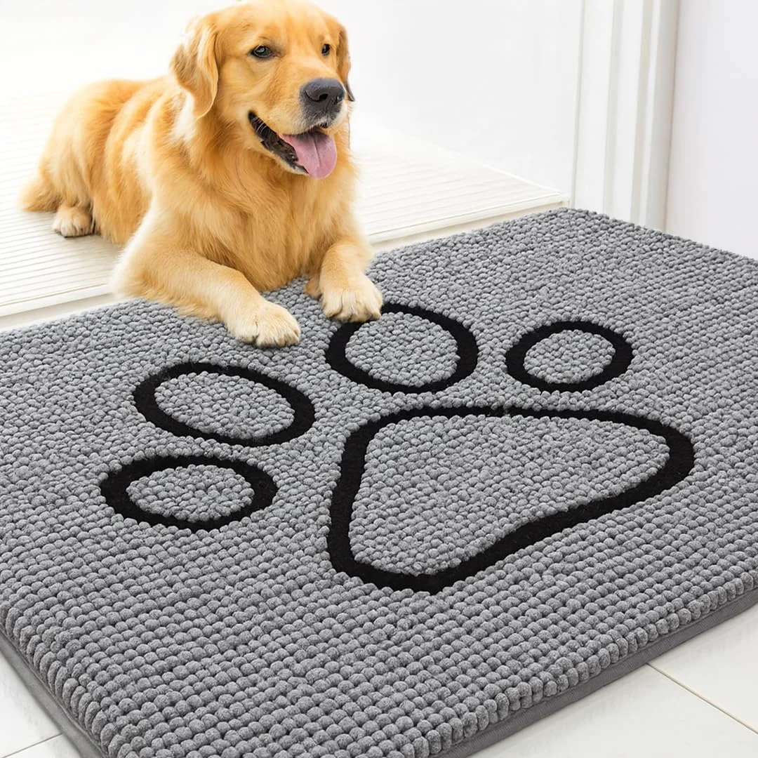 Casual MUDGUARD MAT Dog Door Mat with Paw Design Ultra-Absorbent Microfiber Non-Slip Backing 24x36 Secure