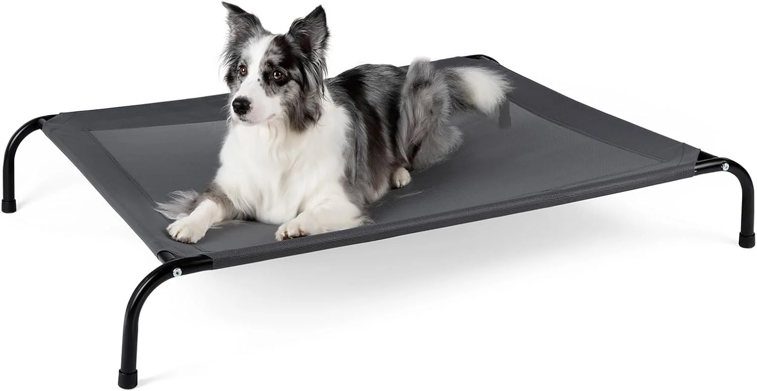 World-Class Cooling d Dog Bed for Extra Large Dogs with Non-Slip Floor Protectors Breathable Mesh XL Raised Indoor Outdoor Dog Cot Hammock 54 L x 35.5 W x 8 Th X-Large Grey Easy-to-Use