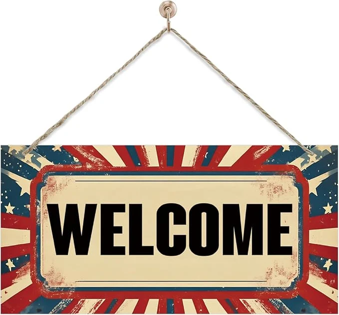 Trendy Welcome Sign for Front Door Welcome Decor Wooden Hanging Sign for Wall Decor Convenient