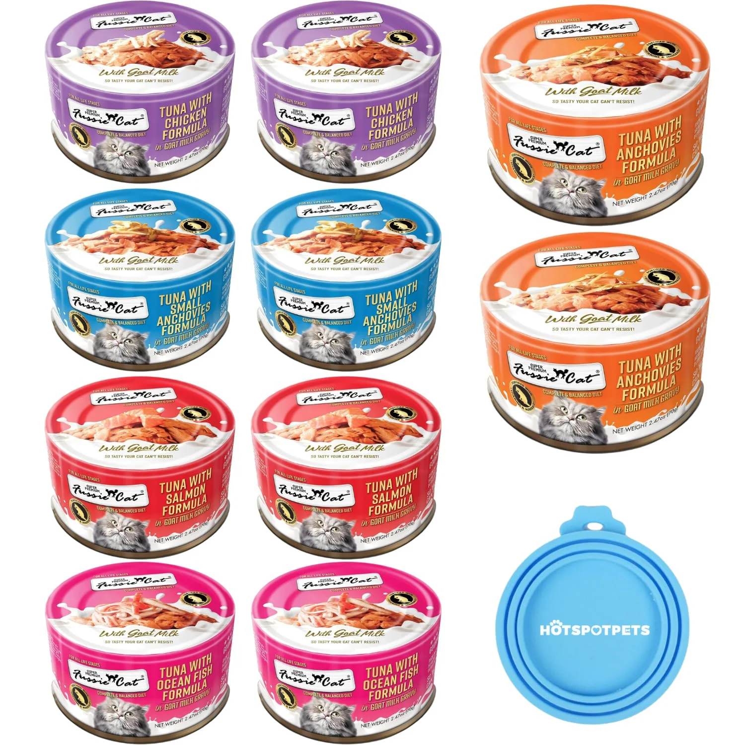 Excellent Fussie Cat Super Premium Canned Wet Cat Food in Goat Milk Gravy – 2.47 oz Variety Pack Solid