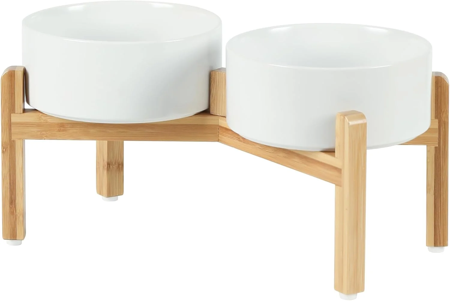 Reusable Ceramic Raised Double Bowls Set with Stand. A calm considered pick for modern pet homes. Unique