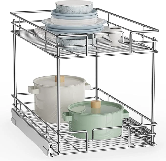 Traditional ROOMTEC New Version Pull Out Cabinet Organizer for Base Cabinet 20 W X 21 D Kitchen Cabinet Organizer and Storage 2-Tier Cabinet Pull Out Shelves Under Cabinet Storage for Kitchen Silver ChromeAbout ThisOverview Trendy
