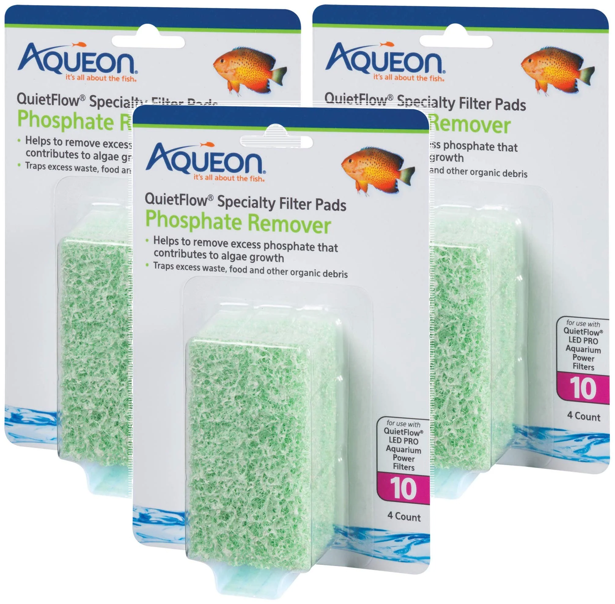 Modern Aqueon QuietFlow Phosphate Remover Pads Size 10 – 3 Pack 4 Pads Pack for QuietFlow LED PRO Filters Optimized